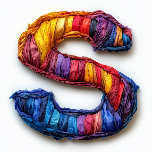 The Letter quotSquot Constructed from Multicolored Fabric