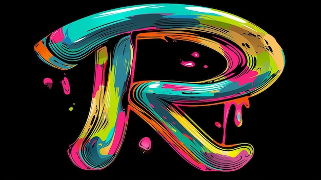 Photo letter r graffiti style on black background