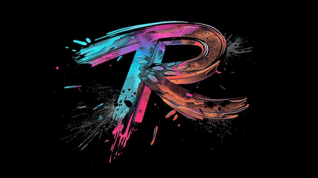 Photo letter r graffiti style on black background