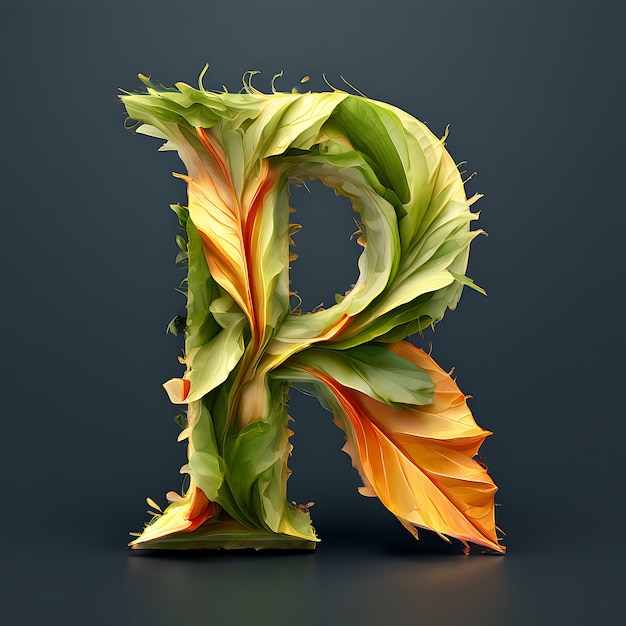 Photo the letter r made of leaves