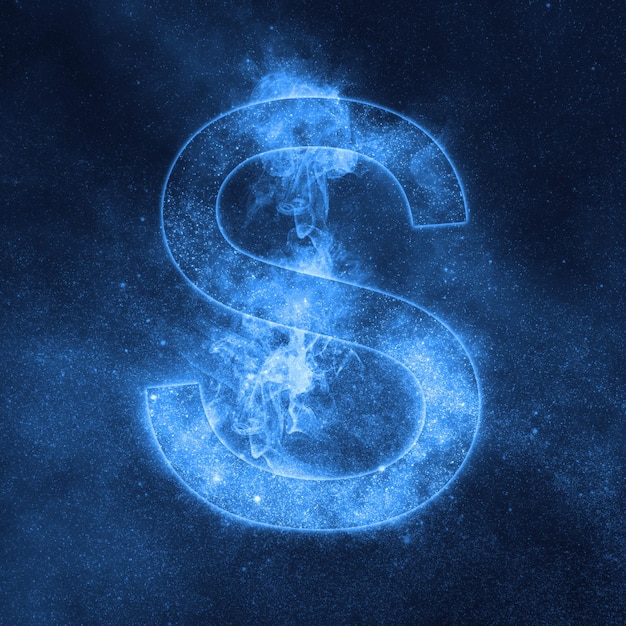 Letter S alphabet symbol. Space Letter, Night Sky Letter.