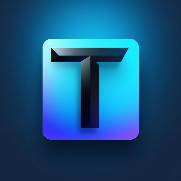 Photo letter t from the alphabet set blue neon font vector illustration