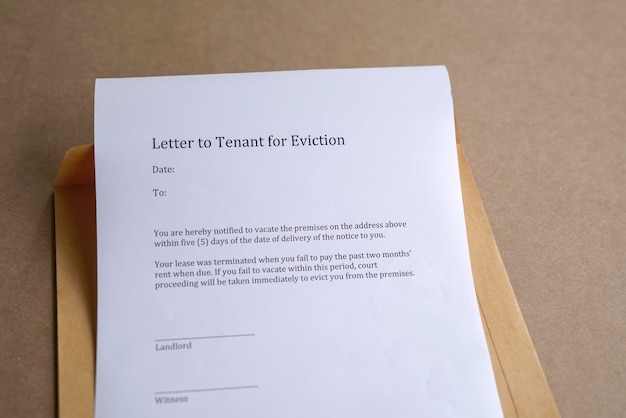 Letter to tenant for eviction