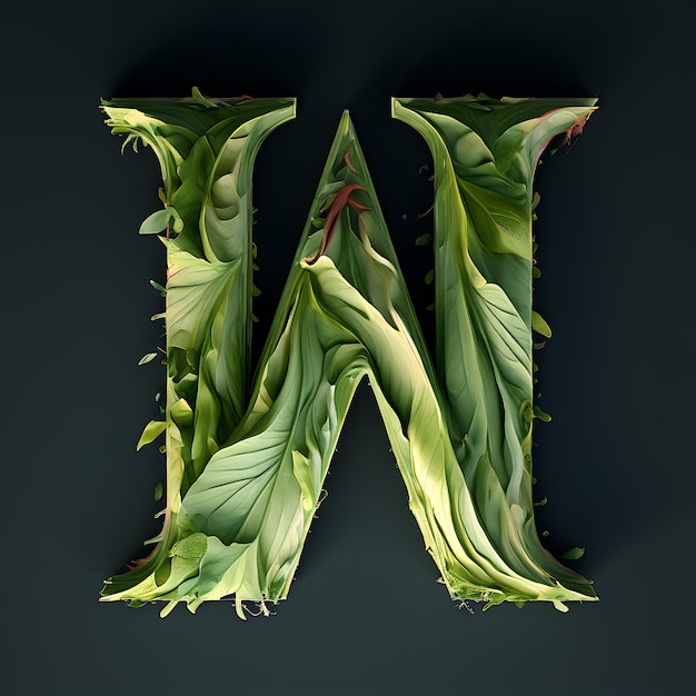 The Letter W Composed of Lush Green Foliage