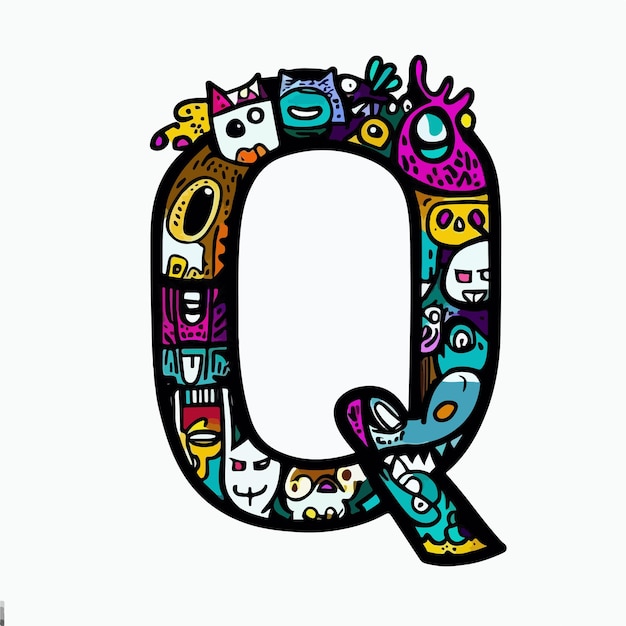 a letter with a colorful background that has a letter q and the letter q on it.