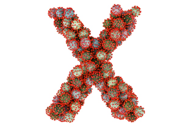 Letter X from viruses 3D rendering