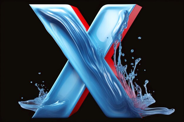 Photo letter x liquid 3d font