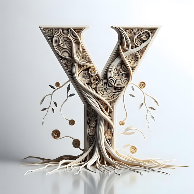 a letter Y made out of branches and vines