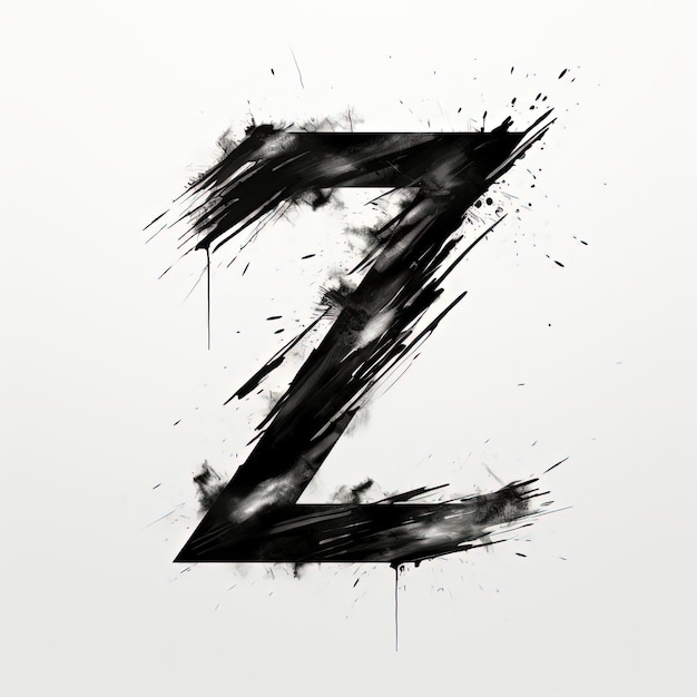 Photo a letter z is drawn in black and has a spray of b on it