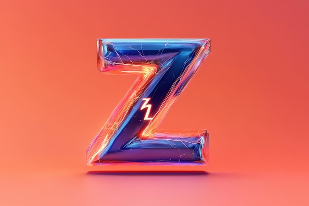 Photo the letter z is made of blue and red glass