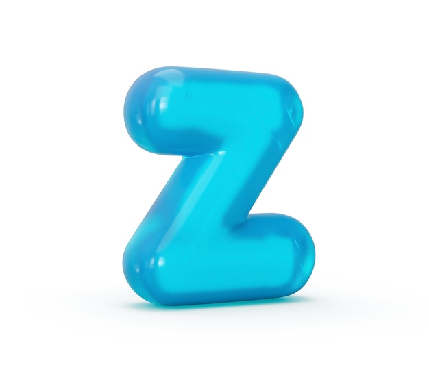 Letter z made of Aqua blue jelly liquid 3d alphabet small letters 3d illustration