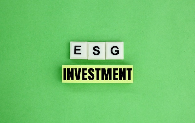 letters of the alphabet with the word esg investment ESG environmental social governance investment