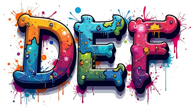 Photo letters d e f graffiti wall alphabet urban street art letters