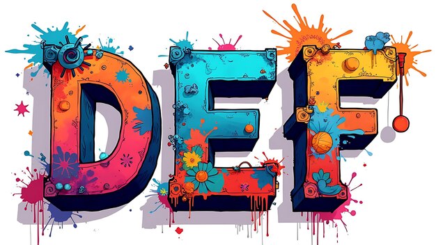 Photo letters d e f graffiti wall alphabet urban street art letters