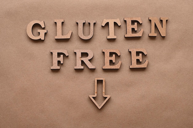 Letters Gluten free on a paper background