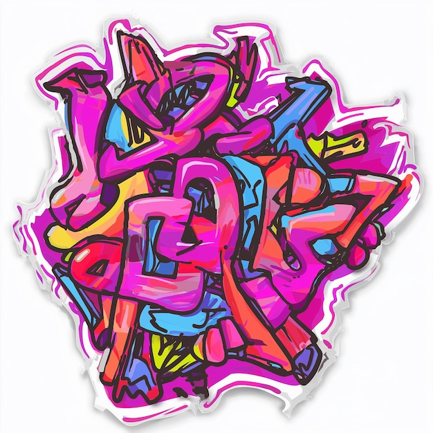 Letters graffiti outline clear background colorful