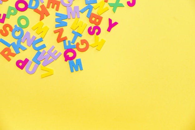  letters on yellow table