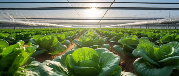 Lettuce crops in greenhouse Generative AI