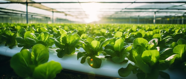 Lettuce crops in greenhouse Generative AI