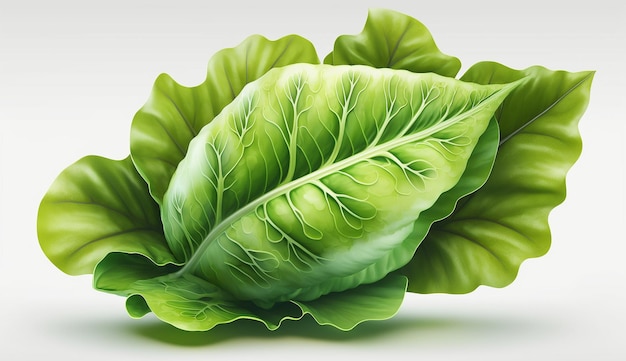 Lettuce Leaf realistic illustration white background image Ai generated art