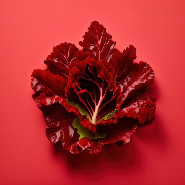 Lettuce leaf red colored delicious with similar red background