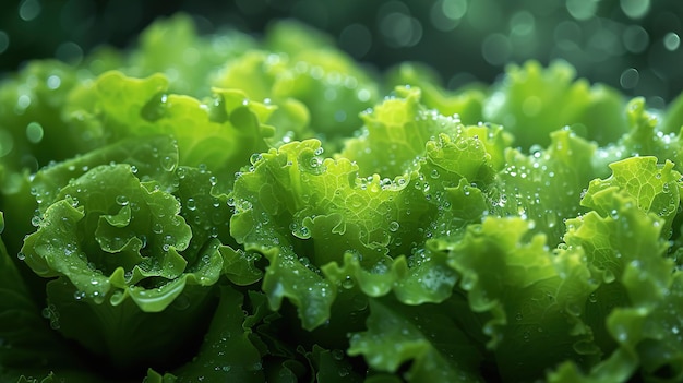 lettuce with dew drops on the leaves