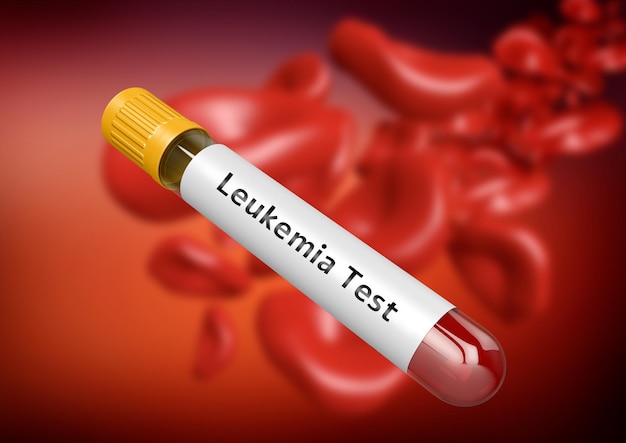 Leukemia test on blood sample in test tube