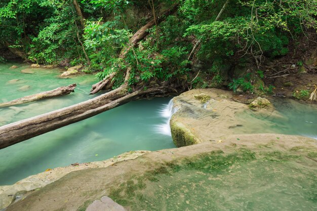 Level 1 of Erawan Waterfall in Kanchanaburi, Thailand