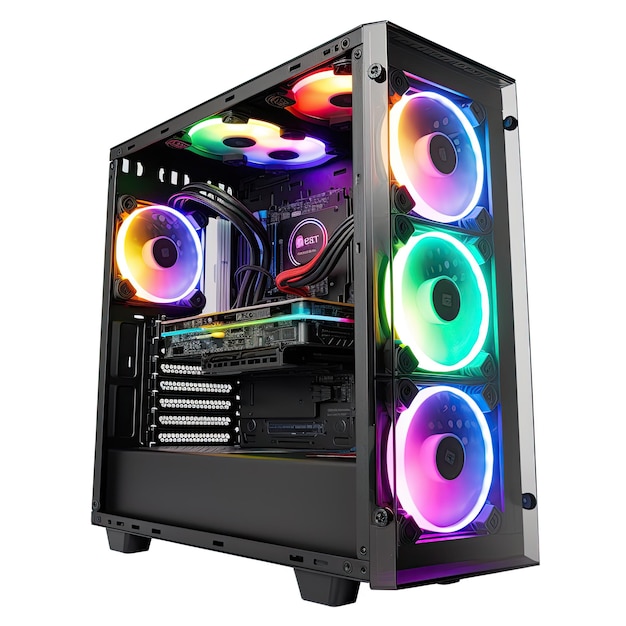 Photo level up your gaming rig with rgb led lights stunning computer and pc cases generative ai