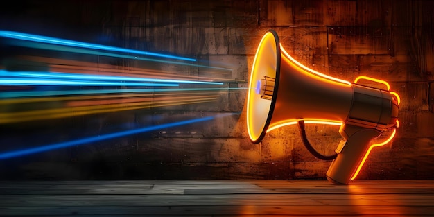 Leveraging Neon Megaphones for Advertising and Marketing Buzzwords SEO Social Media and Public Relations Concept Neon Megaphones Marketing Buzzwords SEO Strategies Social Media Tips