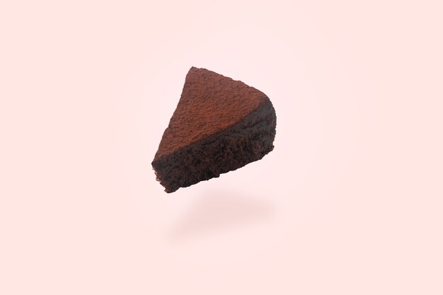 Photo levitating chocolate cake