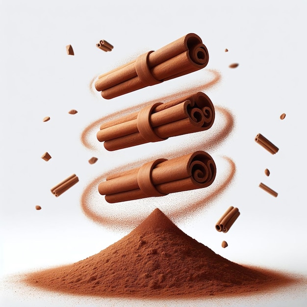 Levitating Cinnamon Sticks on White Background Download on Freepik