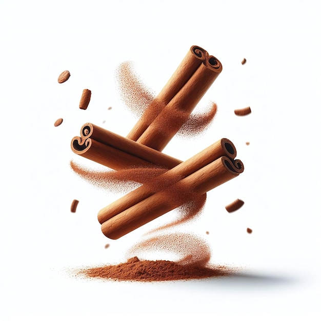 Levitating Cinnamon Sticks on White Background Download on Freepik