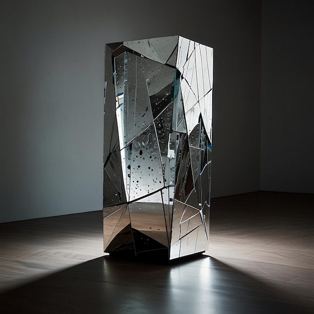 Levitating Pedestal of Fractured Angular Mirrors Reflecting Light in All Directions Creating