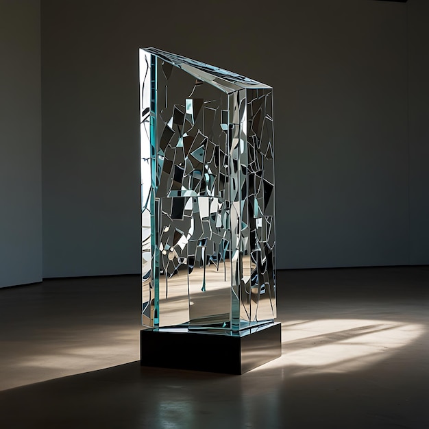 Levitating Pedestal of Fractured Angular Mirrors Reflecting Light in All Directions Creating