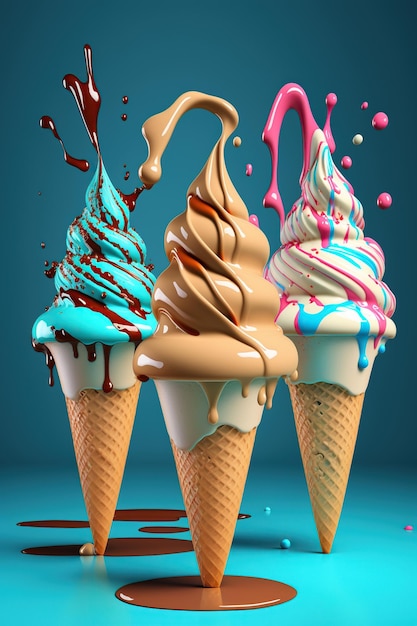 Levitation ice cream cone on blue background