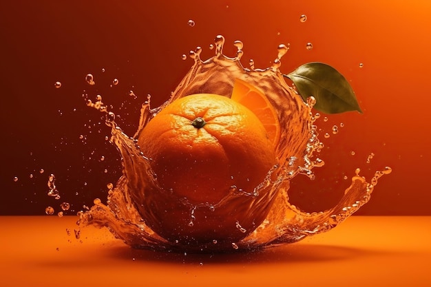 Levitation ripe oranges citrus with drops of juice