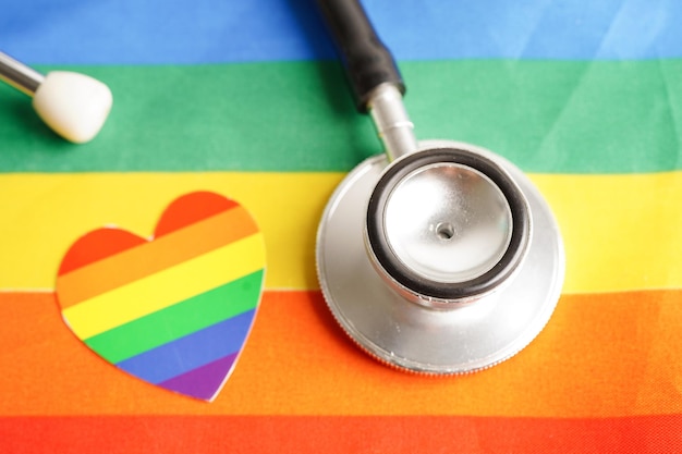 LGBT symbol Stethoscope with rainbow ribbon rights and gender equality LGBT Pride Month in June