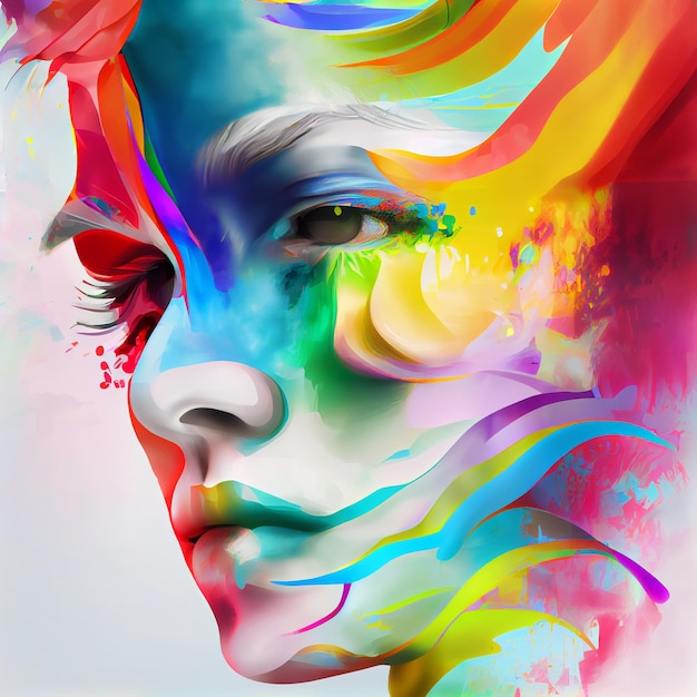 LGBTQ Abstract Colorful of Women Portrait Illustration