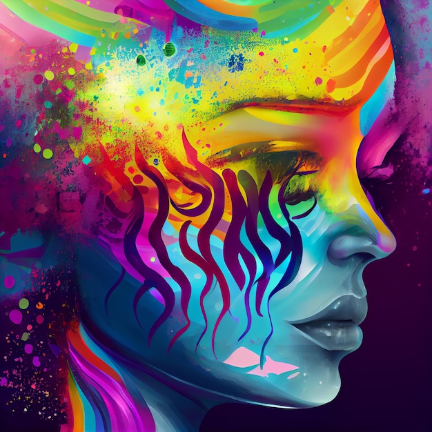 LGBTQ Abstract Colorful of Women Portrait Illustration