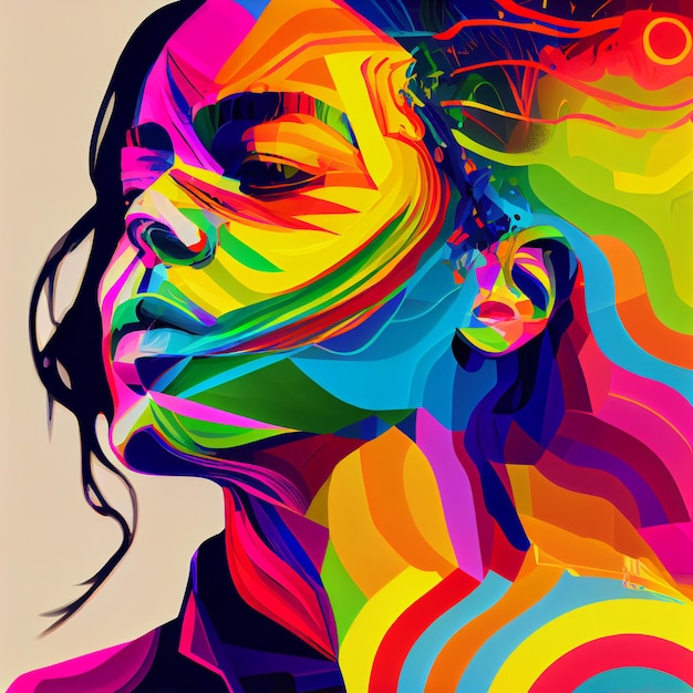 LGBTQ Abstract Colorful of Women Portrait Illustration