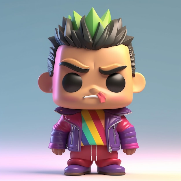 lgbtq character brutal in the jacket 3d render funko pop