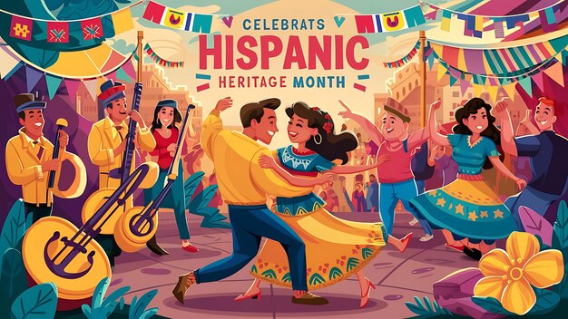 lHispanic Heritage Month celebrating culture illustration