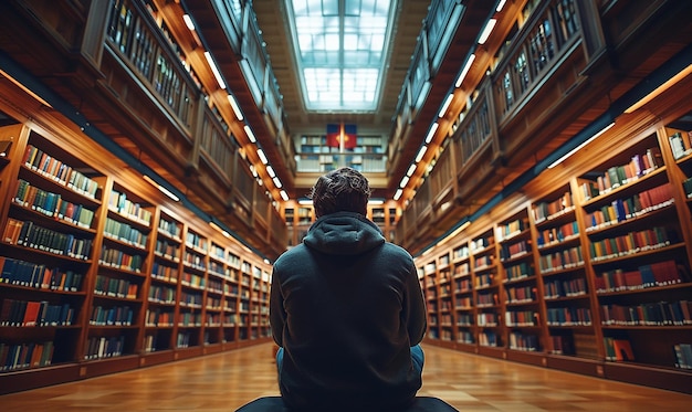 Library at Night with Soft Illumination