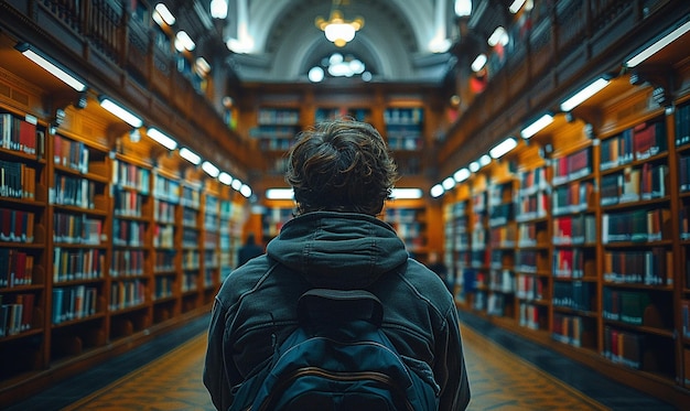 Library at Night with Soft Illumination