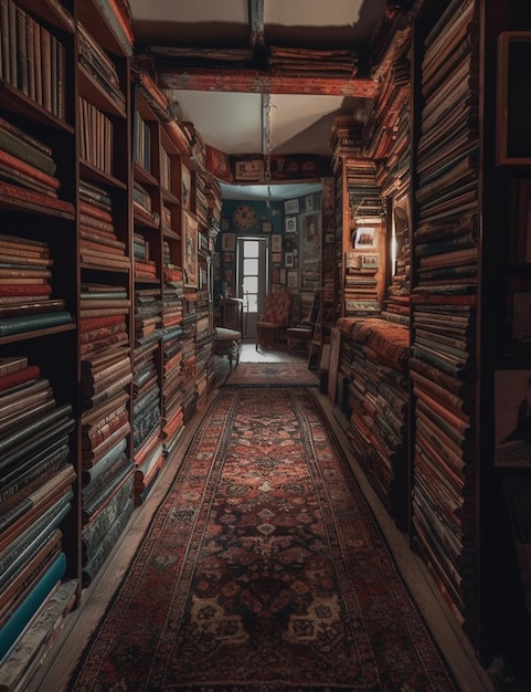 A library with books on the shelves