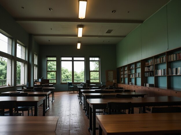 a library with a green wall that says quot the name of the library quot