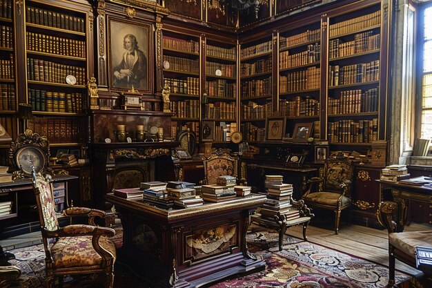 a library with a lot of books in it