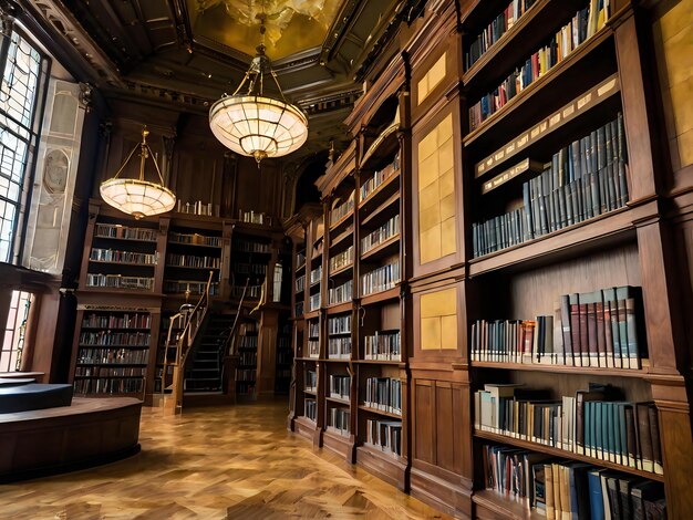 a library with a lot of books on the shelves