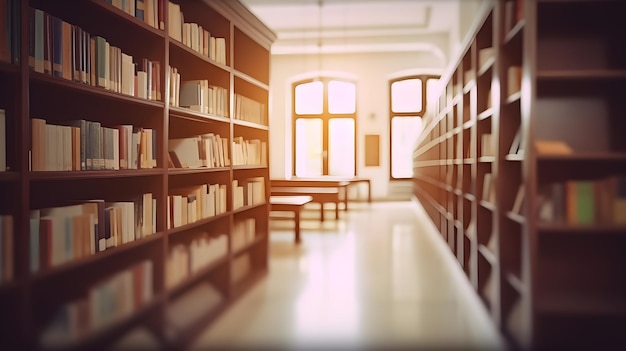 A library with a window and a bookcase with the word library on it.